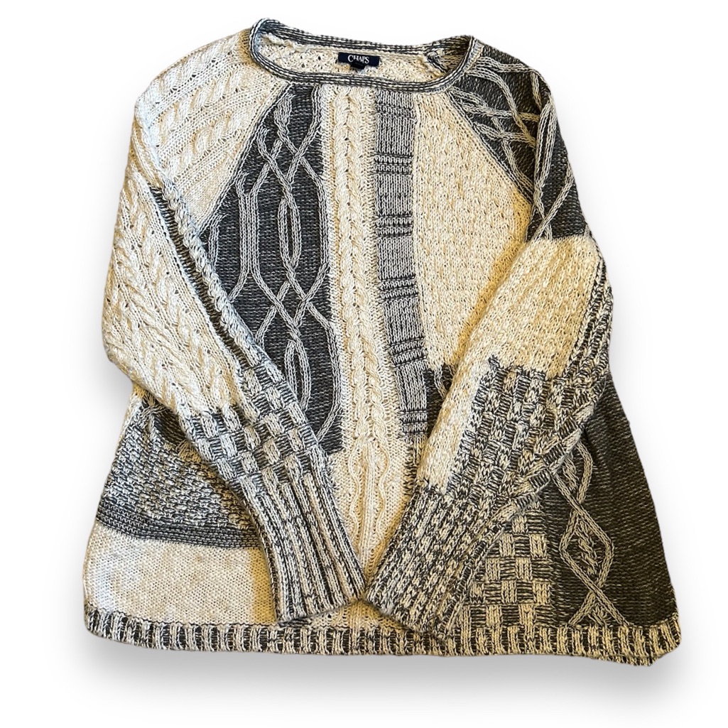 [Chaps] Patchwork Knit Sweater